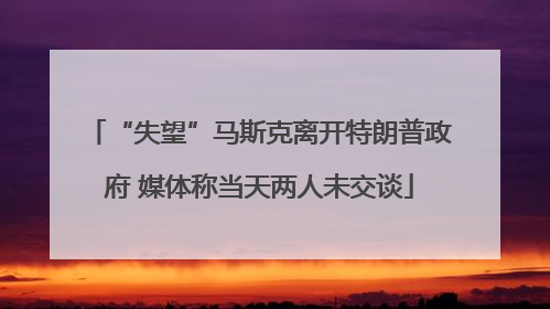 “失望”马斯克离开特朗普政府 媒体称当天两人未交谈