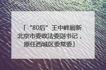“80后”王中峰履新北京市委政法委副书记，原任西城区委常委