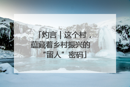 灼言｜这个村，蕴藏着乡村振兴的“留人”密码