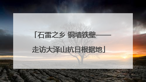 石雷之乡 铜墙铁壁——走访大泽山抗日根据地