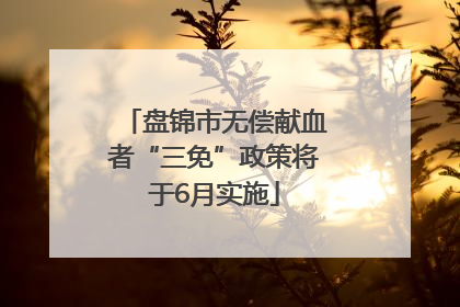 盘锦市无偿献血者“三免”政策将于6月实施