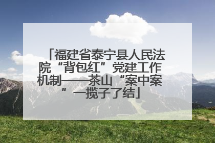福建省泰宁县人民法院“背包红”党建工作机制——茶山“案中案”一揽子了结