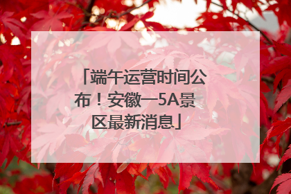 端午运营时间公布！安徽一5A景区最新消息