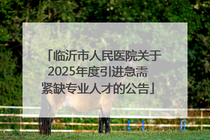 临沂市人民医院关于2025年度引进急需紧缺专业人才的公告
