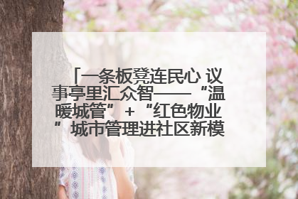 一条板凳连民心 议事亭里汇众智——“温暖城管”+“红色物业”城市管理进社区新模式绘就城市管理社区治理新画卷