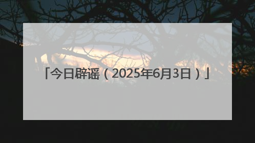 今日辟谣（2025年6月3日）