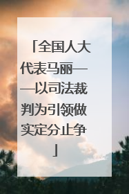 全国人大代表马丽——以司法裁判为引领做实定分止争