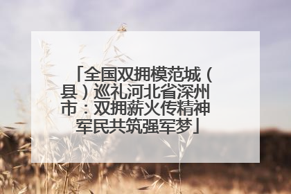 全国双拥模范城（县）巡礼河北省深州市：双拥薪火传精神 军民共筑强军梦