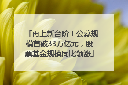 再上新台阶！公募规模首破33万亿元，股票基金规模同比领涨