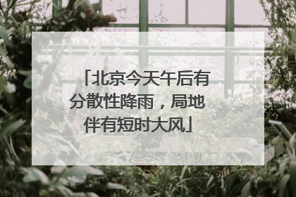 北京今天午后有分散性降雨，局地伴有短时大风