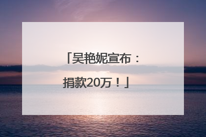 吴艳妮宣布：捐款20万！