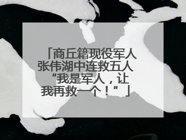 商丘籍现役军人张伟湖中连救五人 “我是军人，让我再救一个！”