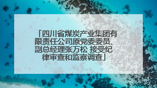 四川省煤炭产业集团有限责任公司原党委委员、副总经理张万松 接受纪律审查和监察调查