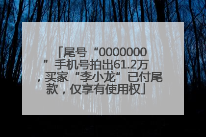 尾号“0000000”手机号拍出61.2万，买家“李小龙”已付尾款，仅享有使用权