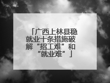 广西上林县稳就业十条措施破解“招工难”和“就业难”