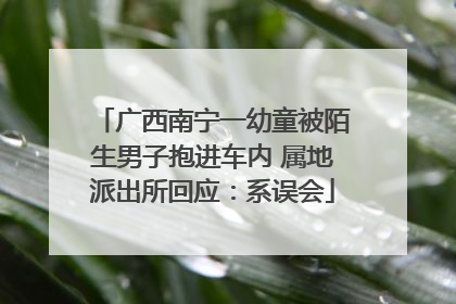 广西南宁一幼童被陌生男子抱进车内 属地派出所回应：系误会