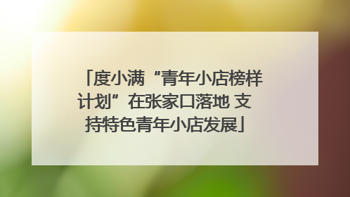 度小满“青年小店榜样计划”在张家口落地 支持特色青年小店发展