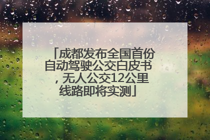 成都发布全国首份自动驾驶公交白皮书，无人公交12公里线路即将实测