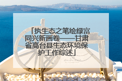 执生态之笔绘绿富同兴新画卷——甘肃省高台县生态环境保护工作综述