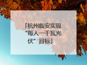 杭州临安实现“每人一千瓦光伏”目标