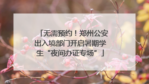 无需预约！郑州公安出入境部门开启暑期学生“夜间办证专场”