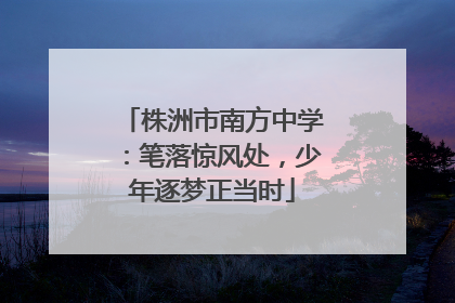 株洲市南方中学：笔落惊风处，少年逐梦正当时