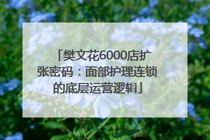 樊文花6000店扩张密码：面部护理连锁的底层运营逻辑