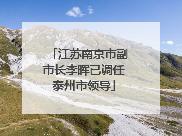 江苏南京市副市长李晖已调任泰州市领导