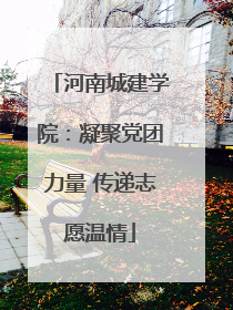 河南城建学院：凝聚党团力量 传递志愿温情