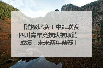消极比赛！中冠联赛四川青年竞技队被取消成绩，未来两年禁赛