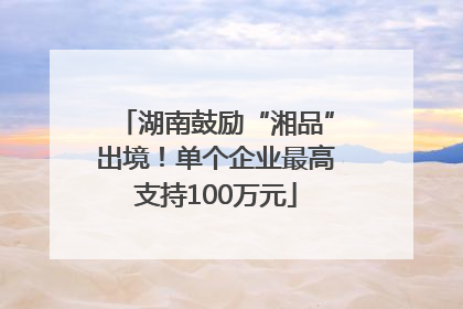 湖南鼓励“湘品”出境！单个企业最高支持100万元