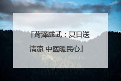 菏泽成武：夏日送清凉 中医暖民心