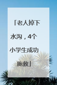 老人掉下水沟，4个小学生成功施救