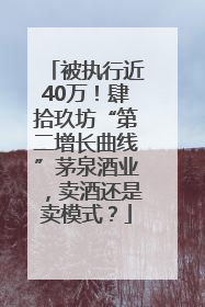 被执行近40万！肆拾玖坊“第二增长曲线”茅泉酒业，卖酒还是卖模式？