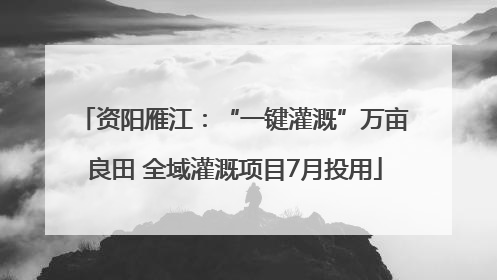 资阳雁江：“一键灌溉”万亩良田 全域灌溉项目7月投用