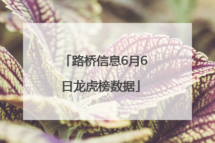 路桥信息6月6日龙虎榜数据