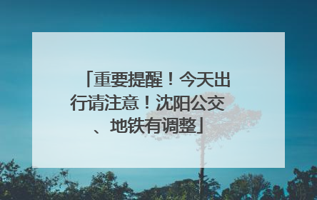 重要提醒！今天出行请注意！沈阳公交、地铁有调整
