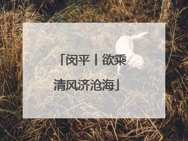 闵平丨欲乘清风济沧海