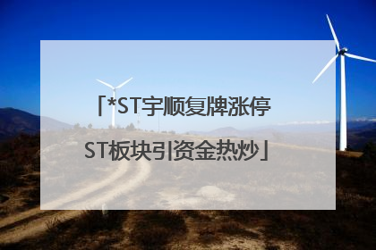 *ST宇顺复牌涨停 ST板块引资金热炒