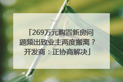 269万元购置新房问题频出致业主两度搬离？开发商：正协商解决